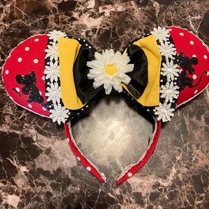 Red and Yellow Minnie Mouse Ears Headband